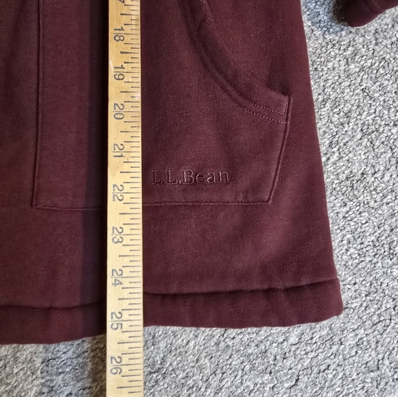 L.L. Bean Sherpa Lined Deep Wine Small Petite Fall Cozy Open Front Cardigan - Picture 4 of 12